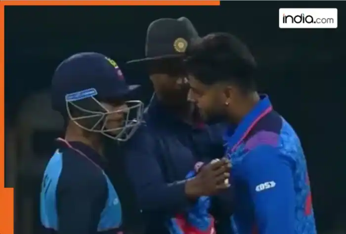 WATCH: Nitish Rana and Ayush Badoni engage in a heated conversation during the game